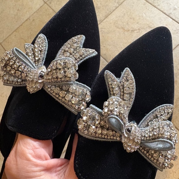Kurt Geiger crystal bow black mules Size 40.5 - Picture 3 of 7